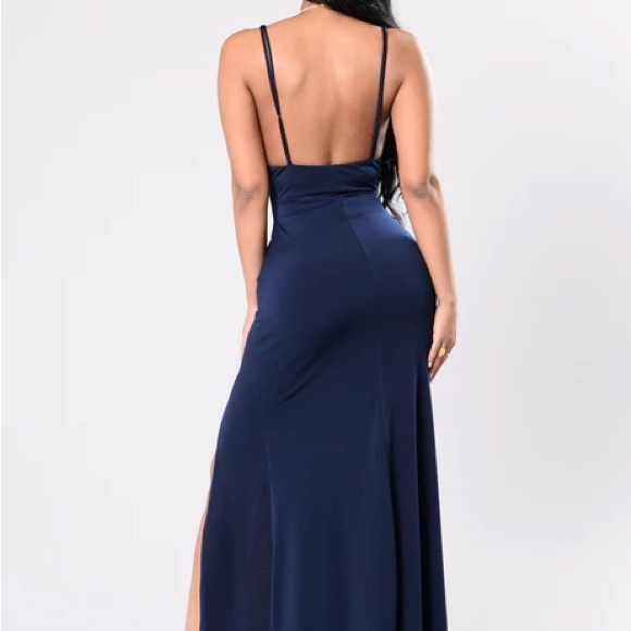 NWT FashionNova Navy Blue Maxi Dress - Picture 2 of 3